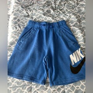 Nike Blue Elastic Waist Athletic Shorts with White Logo